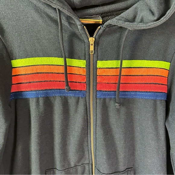 AVIATOR NATION 5 Stripe Hoodie Sweatshirt in Charcoal SZ M - Picture 4 of 8
